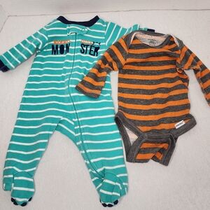 Carter's Baby Monster Striped Onesies